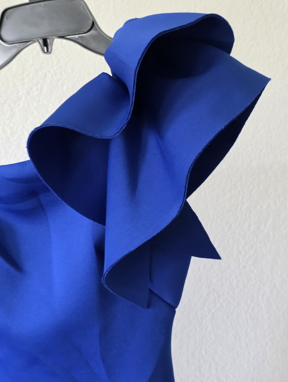 NWT Eliza J One Shoulder Ruffle Cocktail Dress Blue Size 2 Sheath Wedding Guest - Picture 5 of 9